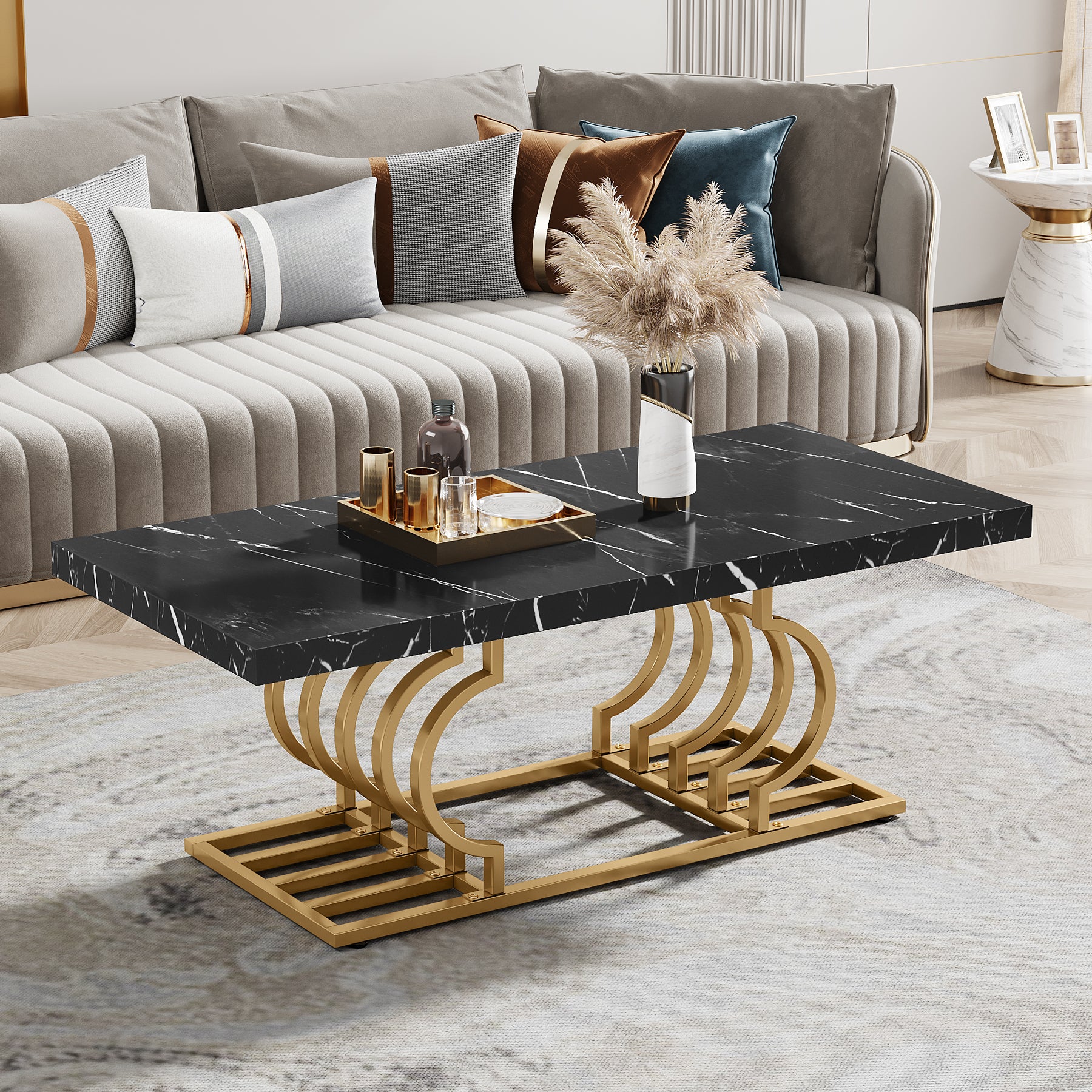 47" Faux Marble Coffee Table